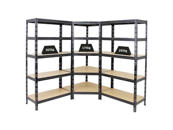 PROREGAL® Eckregal MegaDeal Tiger 1x Eckregal + 2 Stück 180x90x45cm Schwarz, Fachlast von 175 kg beim Eckregal und 265 kg bei den Standregalen von OTTO