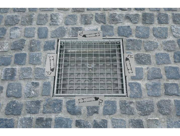 PROREGAL® Einbaumülleimer Robuster Bodenascher Zigaretten-Piktogramm 40x40x15cmGrau von OTTO