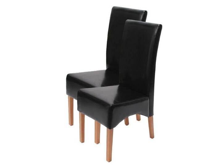 PROREGAL® Esszimmerstuhl 2x Esszimmerstuhlgepolstert 102x44x54cm Leder helle Beine Schwarz von OTTO