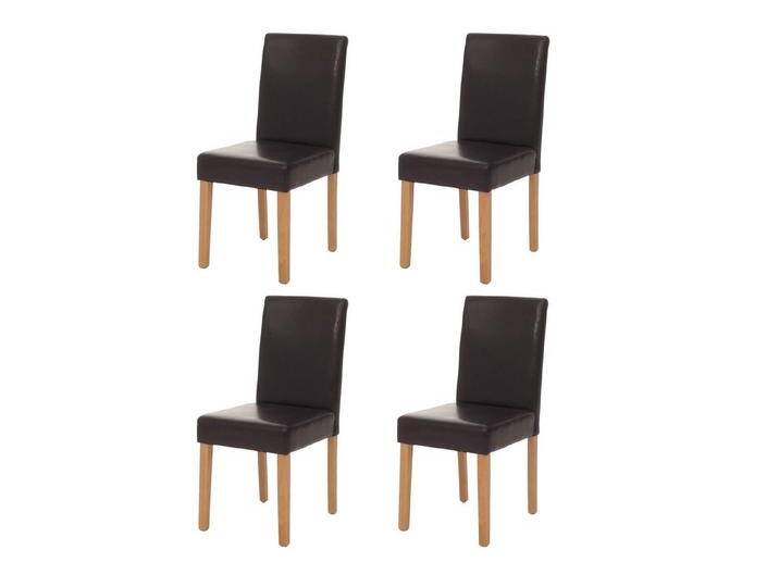 PROREGAL® Esszimmerstuhl 4x Esszimmerstuhl Stuhl Küchenstuhl HxBxT 90x43x56cm Leder Braun von OTTO