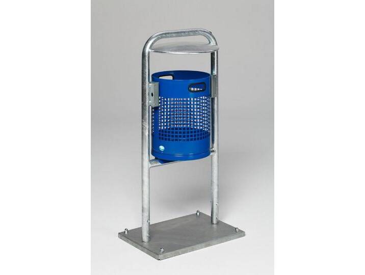 PROREGAL® Mülleimer Abfallsammler Rohrbogen Dach Bodenplatte 115x49x40 Stahl Blau von OTTO
