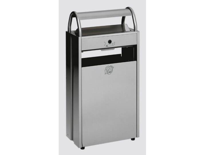 PROREGAL® Mülleimer Kombiascher Schloss und Blenden 60L 98x48,5x26,5cm Stahl Silber von OTTO
