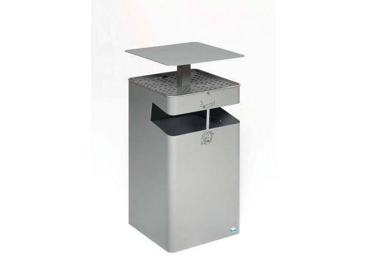 PROREGAL® Mülleimer Kombiascher Schutzdach und Sieb 72L 92x45x45cm Silber von OTTO