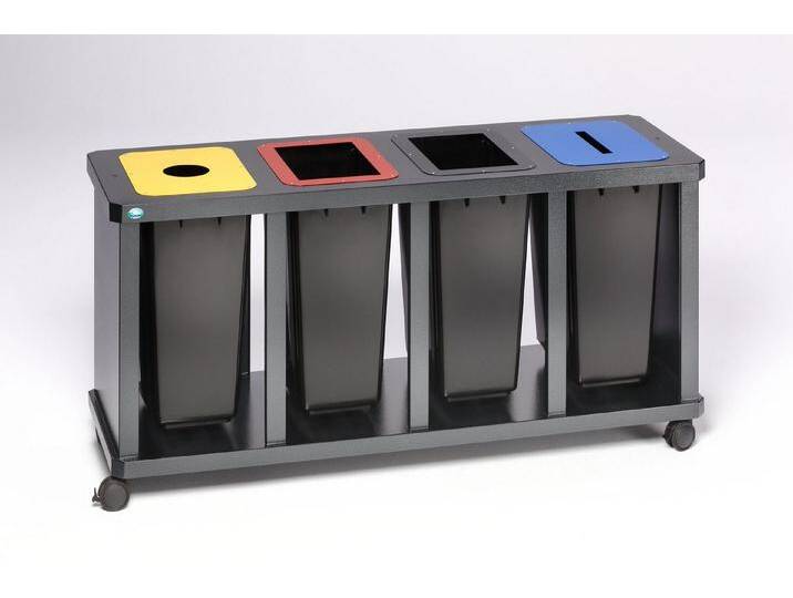 PROREGAL® Mülleimer Robuste Wertstoffsammelstation 4-Fach Behälter 58L 67x157x52cmGrau von OTTO