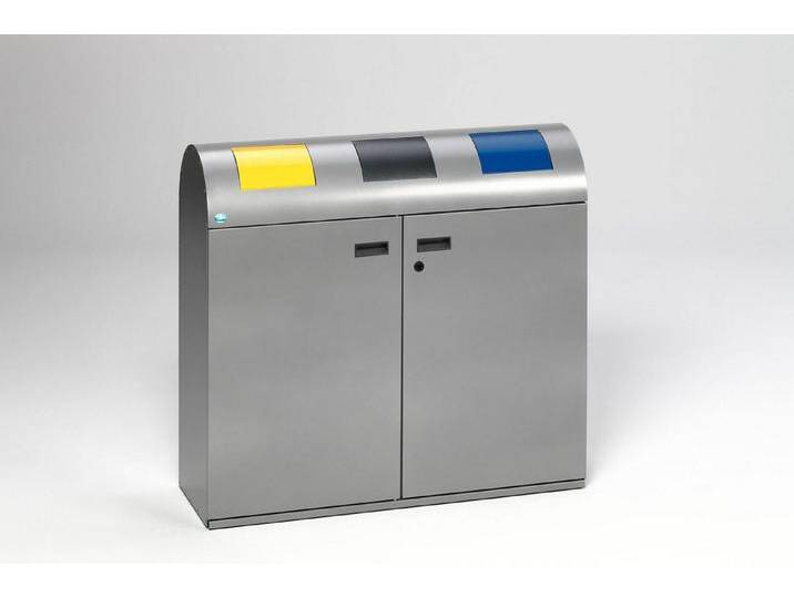PROREGAL® Mülleimer Selbstlöschende Wertstoffsammlstation 80L 99,5x108x37,5Silber von OTTO