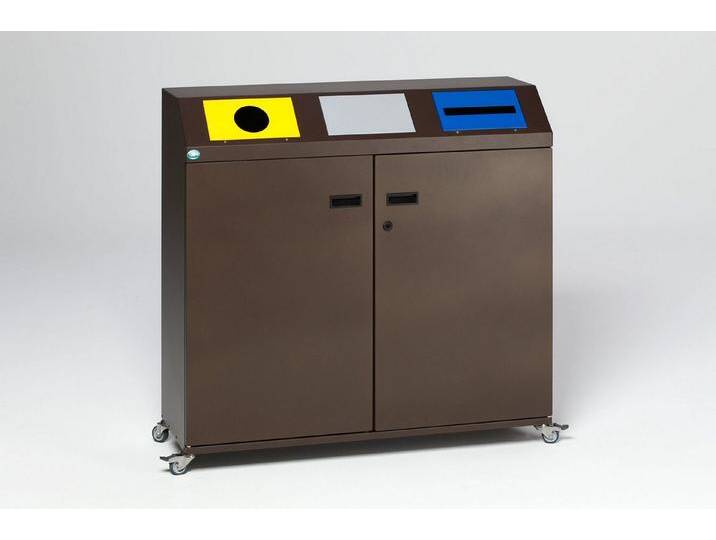 PROREGAL® Mülleimer Selbstlöschende Wertstoffsammlstation80L 97,5x108x37,5Braun von OTTO