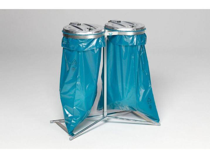 PROREGAL® Müllsackständer Metall-Deckel Stationär 2x 120L 98x85x48cm Stahl Verzinkt-Verzinkt von OTTO
