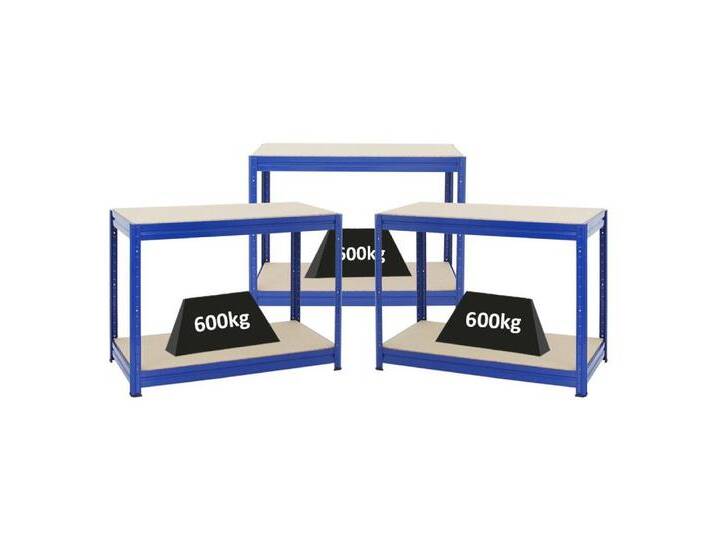 PROREGAL® Werkbank MegaDeal Höhenverstellbare Werkbank DINO HxBxT 90x120-160x60cm, Höhe der Einlegeböden lässt sich in 5 cm Schritten anpassen., blau von OTTO