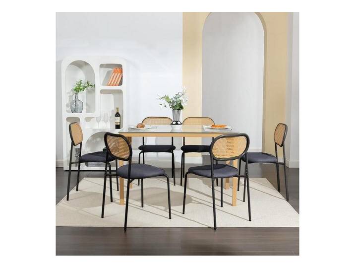PXloue Esszimmerstuhl Rattanstuhl Polsterstuhl Wohnzimmerstuhl (Set), 2er Set, Samt mit Rückenlehne, Grau, grau, Grau von OTTO