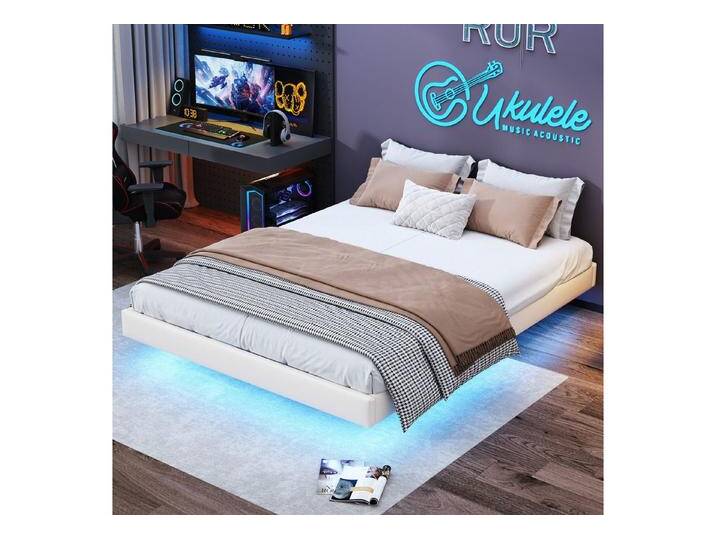 PXloue Polsterbett 160x200cm PU hydraulisches Doppelbett mit Stauraum + LED-Licht (Für Jugendliche geeignet), Hausbett, mit Aufbewahrungsbox und LED-Beleuchtung, 160x200 cm von OTTO