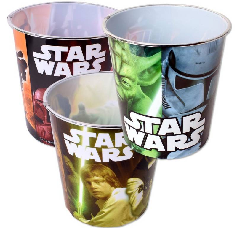 TE-Trend Papierkorb 3 Stück 5 l Abfallkorb Eimer im Star Wars Design sortiert, Star Wars Design von TE-Trend