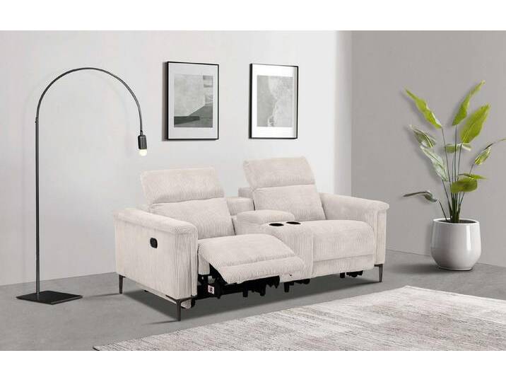 Places of Style 2-Sitzer Lund in Cord, 2er-Kinosofa, TV-Sessel, Multimedia-Sofa, USB-A, m. elektrischer o. manueller Relaxfunktion, Getränkehalter u. Staufach von OTTO
