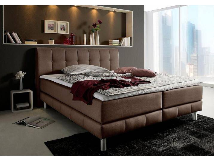 Places of Style Boxspringbett Cafone, inkl. Topper, 5 Breiten, 3 Matratzenarten und 3 Härtegraden wählbar, braun, 7-Zonen-Tonnentaschen-Federkernmatratze , H4 (120 kg) von OTTO