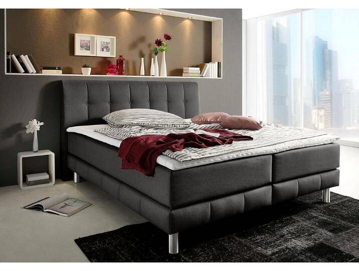 Places of Style Boxspringbett Cafone, inkl. Topper, 5 Breiten, 3 Matratzenarten und 3 Härtegraden wählbar, grau, 7-Zonen-Tonnentaschen-Federkernmatratze , H2 (80 kg) von OTTO
