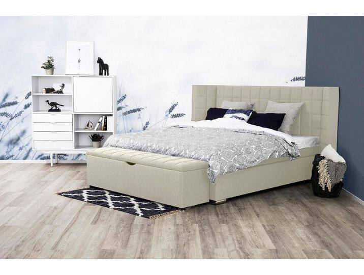 Places of Style Boxspringbett Piazza, mit Steppung und Kopfteil mit seitlichen Flügeln, beige, Bonnell-Federkernmatratze , H2, beige von OTTO