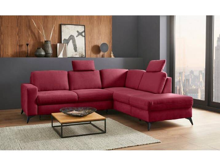 Places of Style Ecksofa Lolland L-Form, Wahlweise mit Bettfunktion und Stauraum, auch mit abwischbarem Bezug, rot, mit Bettfunktion und Stauraum von OTTO