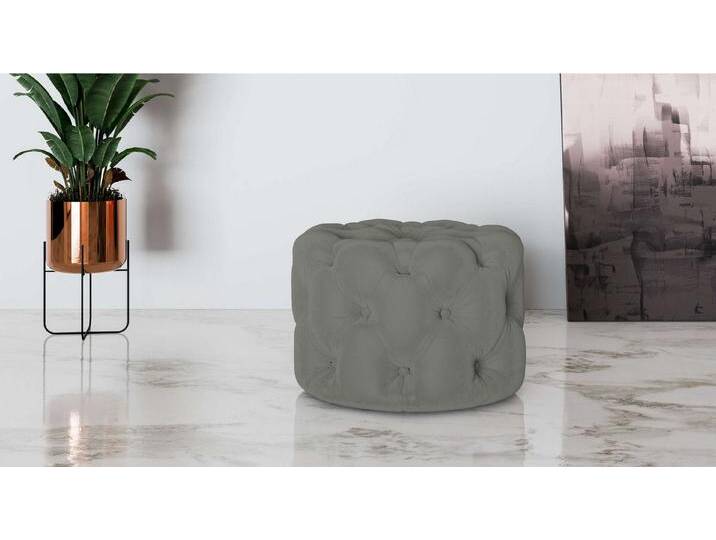 Places of Style Hocker FOLLINA, Polsterhocker mit klassischer Chesterfield-Knopfheftung, grau, hellgrau von OTTO