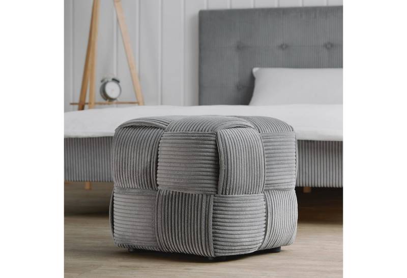 Fußhocker Pouf Hocker Grau Sitzwürfel weich modern Bezug Fußablage Wohzimmer, Cord/Cordstoff im Flechtmuster, Couch Fußhocker Pouf Hocker Grau Sitzwürfel weich modern Bezug Fußablage Wohzimmer, Cord/Cordstoff im Flechtmuster, Couch von OTTO