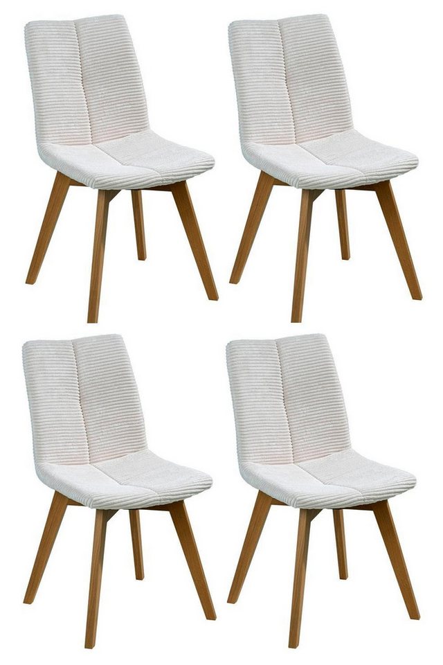 Polsterstuhl TOKIO, Braun, Hellcreme, Cordbezug, (Set, 4 St), Spyder-Gestell aus massivem Eichenholz von OTTO
