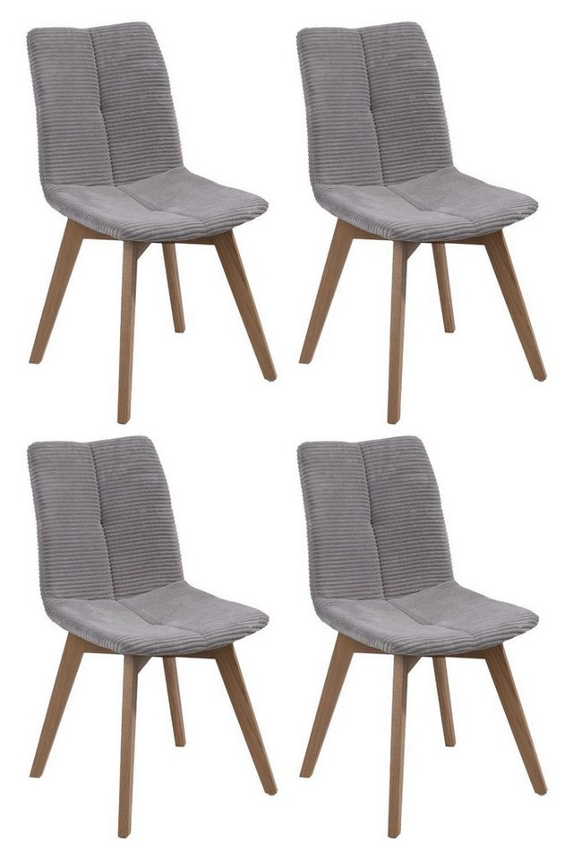 Polsterstuhl TOKIO, Braun, Hellgrau, Cordbezug, (Set, 4 St), Spyder-Gestell aus massivem Eichenholz von OTTO
