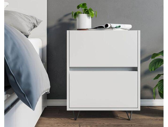 Posseik Waschtisch-Set Nachttisch FAVIER 50 x 65cm, 2 Schubladen, weiß-hochglanz, (Sideboard, 1-St., Sideboard), weiß von OTTO