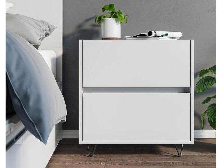 Posseik Waschtisch-Set Nachttisch FAVIER 60 x 65cm, 2 Schubladen, weiß-hochglanz, (Sideboard, 1-St., Sideboard), weiß von OTTO