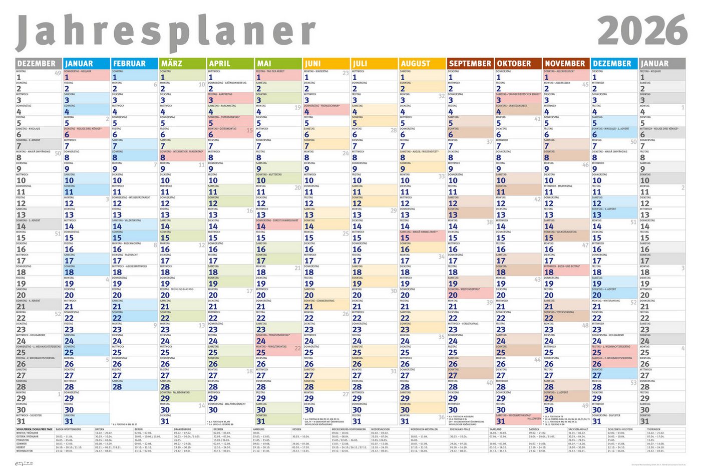 Poster Jahresplaner 2026 gefaltet - Wandplaner Kalender Poster Druck - Größe Poster Jahresplaner 2026 gefaltet - Wandplaner Kalender Poster Druck - Größe von OTTO