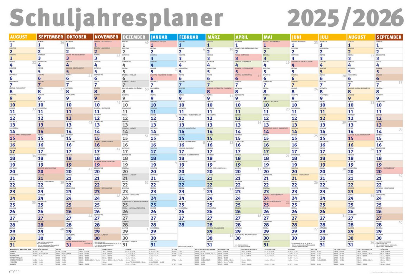 Poster Schuljahresplaner 2025/2026 - Wandplaner Kalender Poster Druck - Gröss Poster Schuljahresplaner 2025/2026 - Wandplaner Kalender Poster Druck - Gröss von OTTO