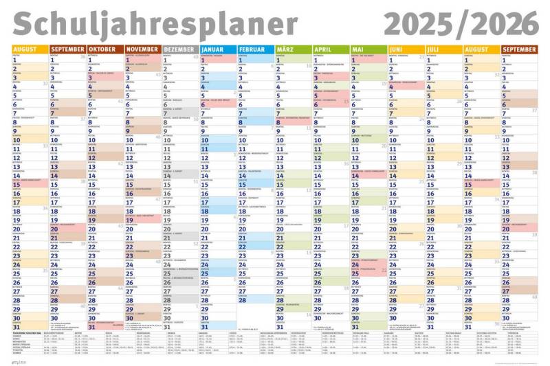 Poster Schuljahresplaner 2025/2026 - Wandplaner Kalender Poster Druck - Gröss von OTTO