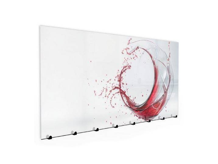 Primedeco Garderobenpaneel Kleiderhaken aus Glas Rotwein Spritzer (1 St., Inkl. Magnete, Stifte und Montagematerial), Magnetisch & Beschreibbar, rot von OTTO