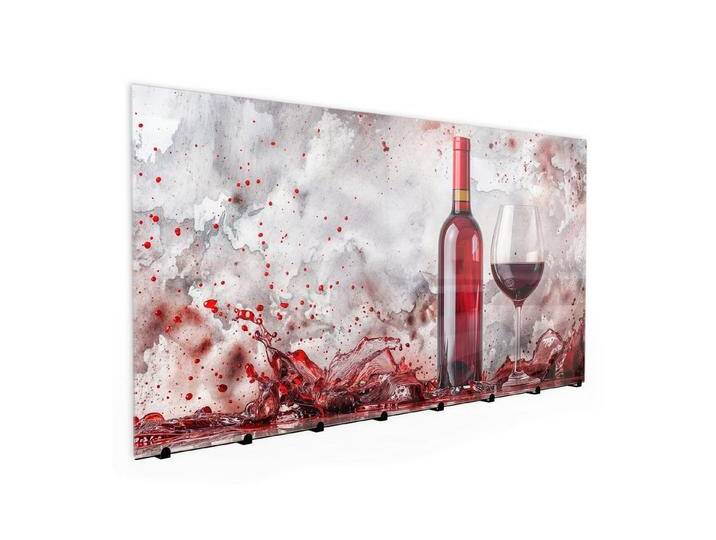 Primedeco Garderobenpaneel Kleiderhaken aus Glas Rotwein mit Glas (1 St., Inkl. Magnete, Stifte und Montagematerial), Magnetisch & Beschreibbar, rot von OTTO