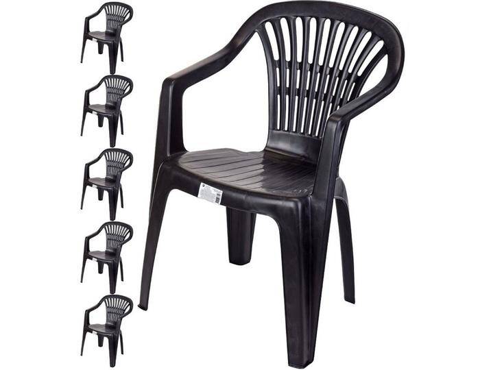 Progarden Stapelstuhl Gartenstuhl Balkonstuhl Bistrostuhl Campingstuhl 84x54x53cm Schwarz (6 St), UV-Beständig, Robust, Wetterfest, Made in Italy von OTTO
