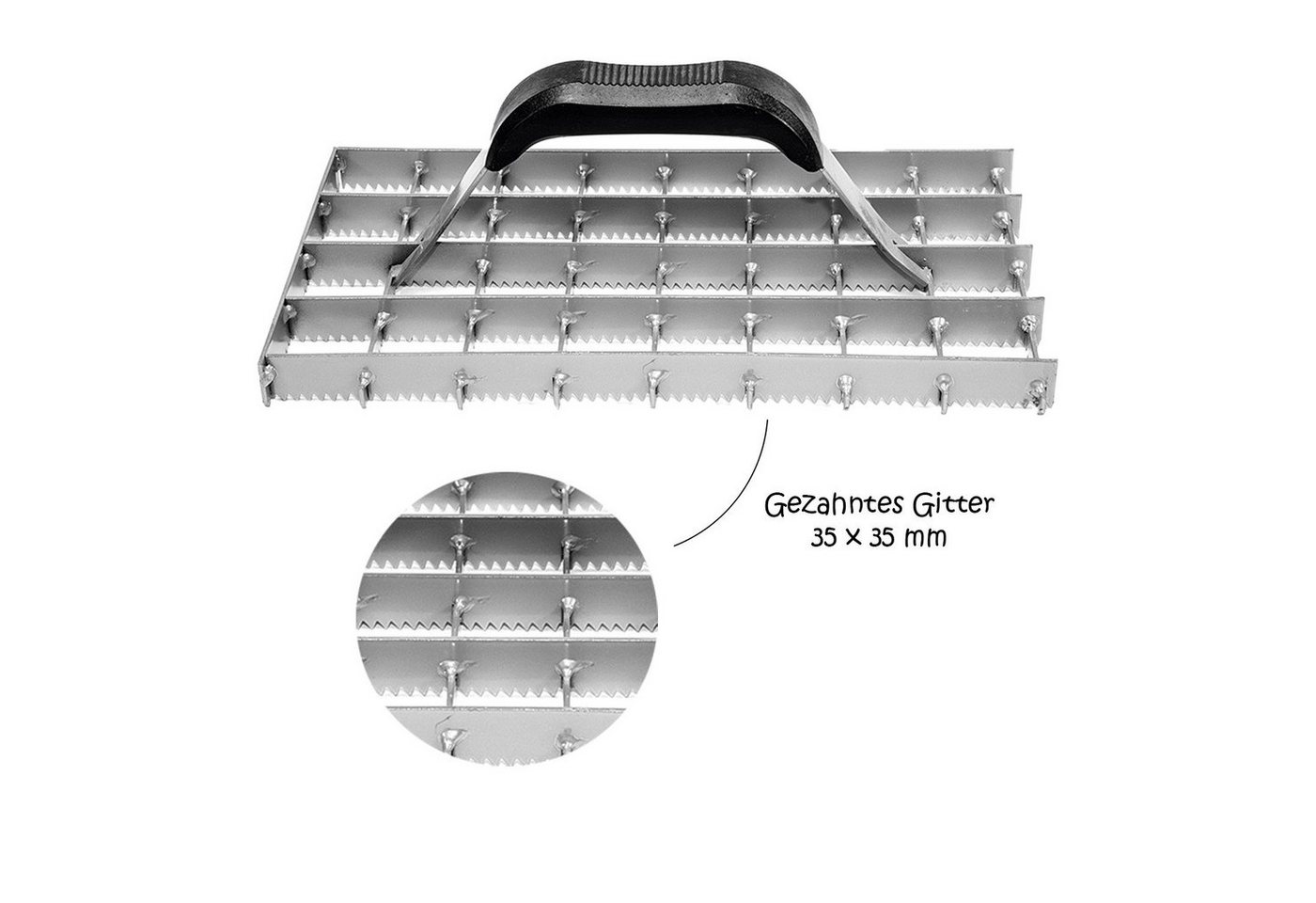 varivendo Putzkelle Gitterrabot gezahnt 35 x 35 mm (Stück, 1-St., Gitterrabot) Schleifraspel Schleifbrett Schleifhobel Putzkratzer von varivendo