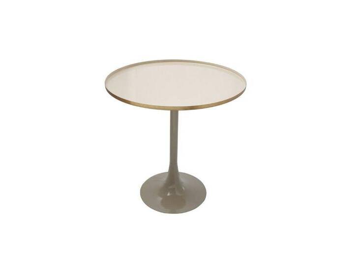 Qiyano Beistelltisch Beistelltisch Kohana Elfenbein Taupe - Hochglanz - Rund - Nachttisch, braun von OTTO