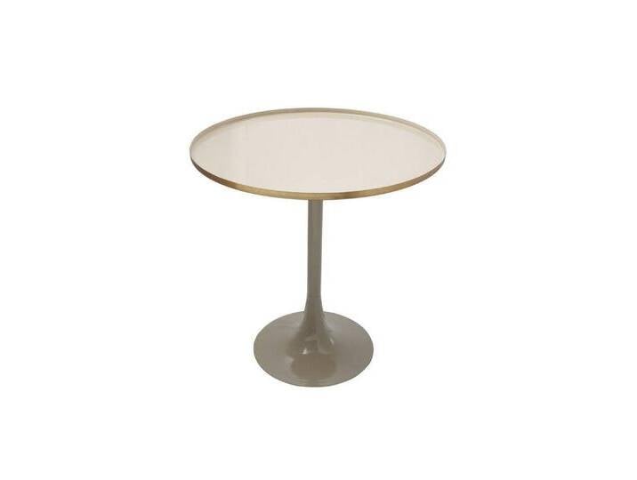 Qiyano Beistelltisch Beistelltisch Kohana Elfenbein Taupe - Hochglanz - Rund - Nachttisch, braun von OTTO