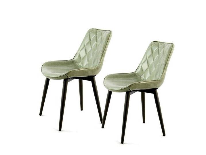Qiyano Esszimmerstuhl 2er Set Polsterstuhl Grün, Retro, Kunstleder, Schlafzimmer, grün, Grün von OTTO