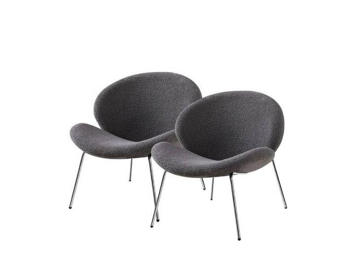 Qiyano Esszimmerstuhl Lounge Stuhl 2er Set Grau - Bouclé-Look - Bequem & Stilvoll, grau von OTTO