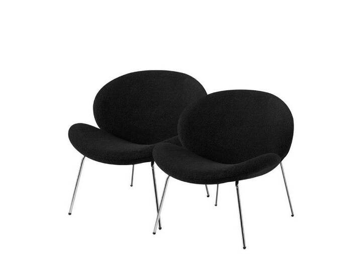 Qiyano Esszimmerstuhl Lounge Stuhl 2er Set Schwarz - Bouclé-Look - Bequem & Stilvoll, schwarz, Silber von OTTO