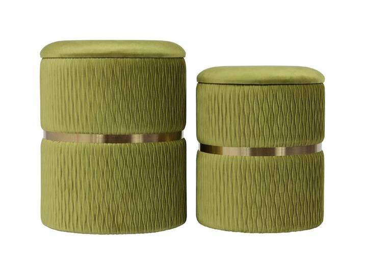 Qiyano Hocker Samthocker 2er-Set Atama Grün - Stauraum, Stapelbar (1 St), grün, Grün von OTTO
