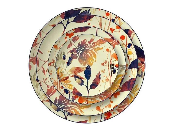 Quality Elegance Teller-Set Luxuriöses Gelbes Blumenmuster Geschirrset (4-tlg) von OTTO