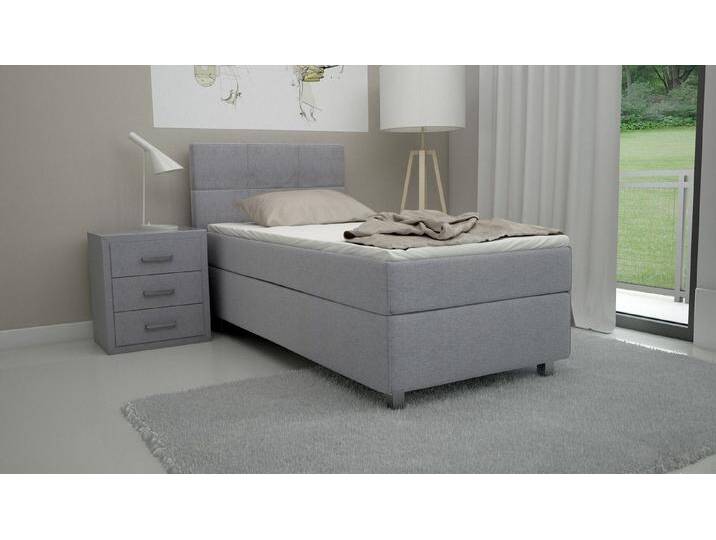 RAVENSBERGER Matratzen Möbelfreude Boxspringbett Boxspringbett Bea Hellgrau 90x200 cm H3, Hellgrau 90x200 cm H3 7-Zonen Taschenfederkern-Matratze + Bonell-Feder, grau, Höhe Kopfteil 113 cm von OTTO
