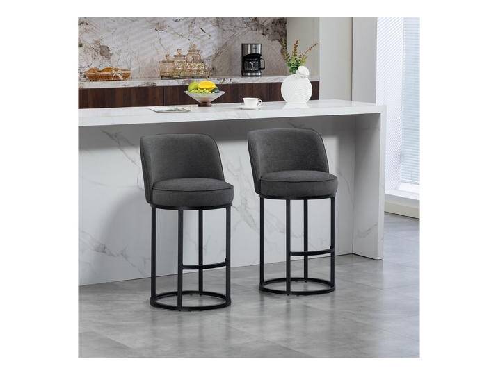 REDOM Barhocker 2er-Set mit Leinenpolster und Metallbeinen (bequeme Esszimmer- und Hausbarstühle), Barstühle Küchenstühle, grau, Grau von OTTO