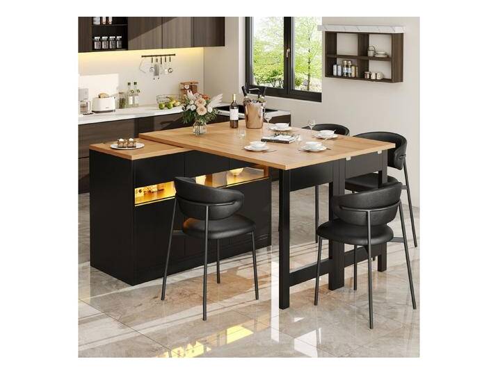 REDOM Bartisch Ausziehbarer Bartisch (mit LED-Beleuchtung, 360° Drehfunktion & Höhenverstellung 120-180 cm, Sideboard, Bar- & Arbeitstisch, 1-St. von OTTO