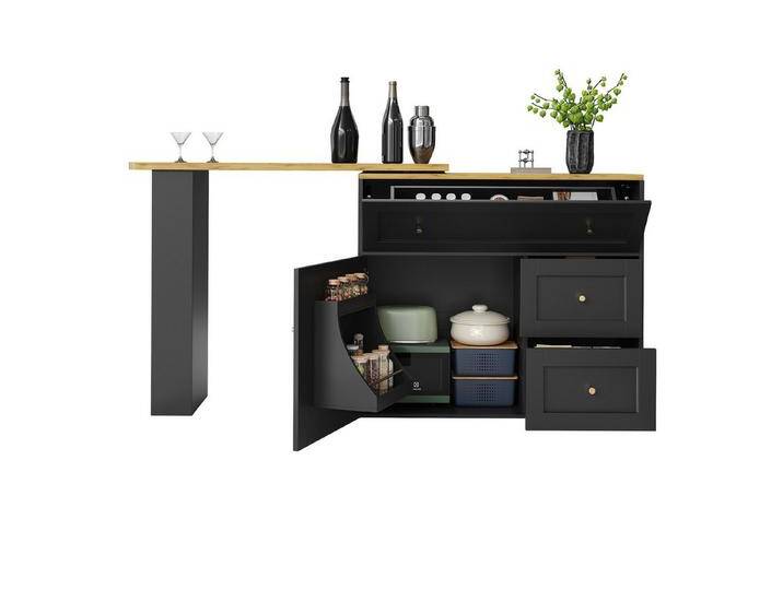 REDOM Bartisch Teleskopischer Küchenschrank (Ausziehbarer Bartisch mit Stauraum – 360° Drehplatte, Klappmechanismus und Snackregal für moderne Haushalte) von OTTO