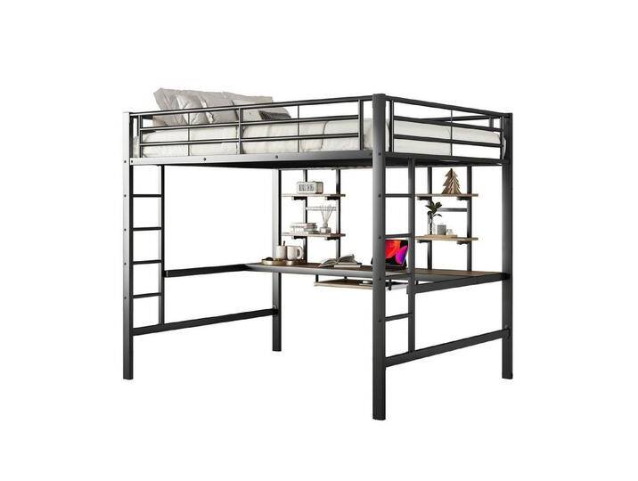 REDOM Bett Eisenbett, Bettgestell Metallbett, Hochbett mit Schreibtisch (Für Kinder, Jugendliche und Erwachsene, 140x200cm), Matratze nicht enthalten von OTTO