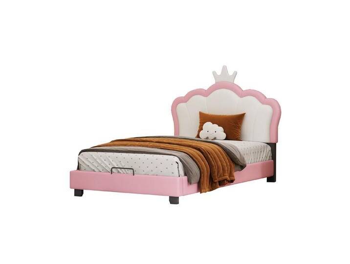 REDOM Bett Kinderbett Polsterbett Gästebett 90*200cm (mit Lattenrosten und Rückenlehne, Mädchenbett mit Kronenformung, Matratze nicht enthaltet), Ohne Matratze von OTTO