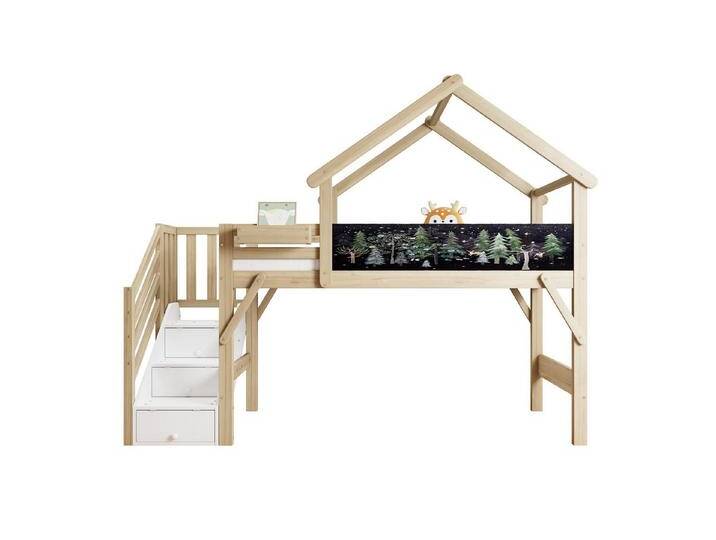 REDOM Etagenbett Einzelbett,Kinderbett,Funktionsbett,Mit 3 Schließfächer (Etagenbett 90x200 cm mit Dachdesign, Graffiti-Tafel und Stauraumtreppe – Kinderbett mit Fallschutz REDOM Etagenbett Einzelbett,Kinderbett,Funktionsbett,Mit 3 Schließfächer (Etagenbett 90x200 cm mit Dachdesign, Graffiti-Tafel und Stauraumtreppe – Kinderbett mit Fallschutz von OTTO