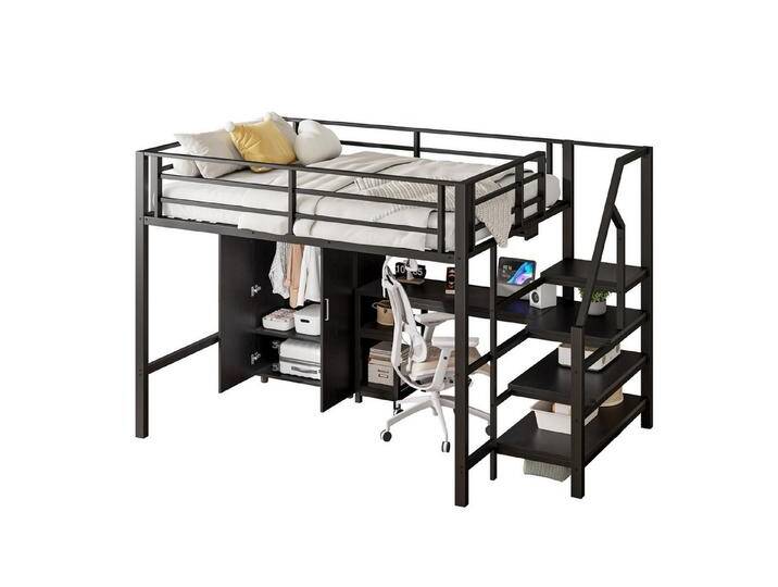 REDOM Hochbett Funktionsbett,Einzelbett,Jugendbett,Kinderbett (Hochbett 140x200 cm mit Kleiderschrank REDOM Hochbett Funktionsbett,Einzelbett,Jugendbett,Kinderbett (Hochbett 140x200 cm mit Kleiderschrank von OTTO