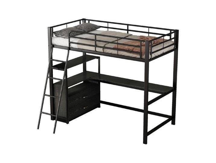 REDOM Kinderbett Hochbett Einzelbett Eisenbett Eisenrahmenbett, praktische Schubladen (stilvoller L-förmiger Schreibtisch, Laminatdesign, 90x200 cm) von OTTO