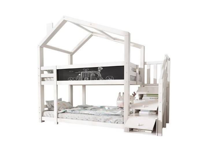 REDOM Kinderbett Kinderbett Baumhaus (Hausbett für Mädchen und Jungen, Sicheres und durchdachtes Design Stabile Kiefernstruktur), mit Treppe & Schubladen, bodentief von OTTO